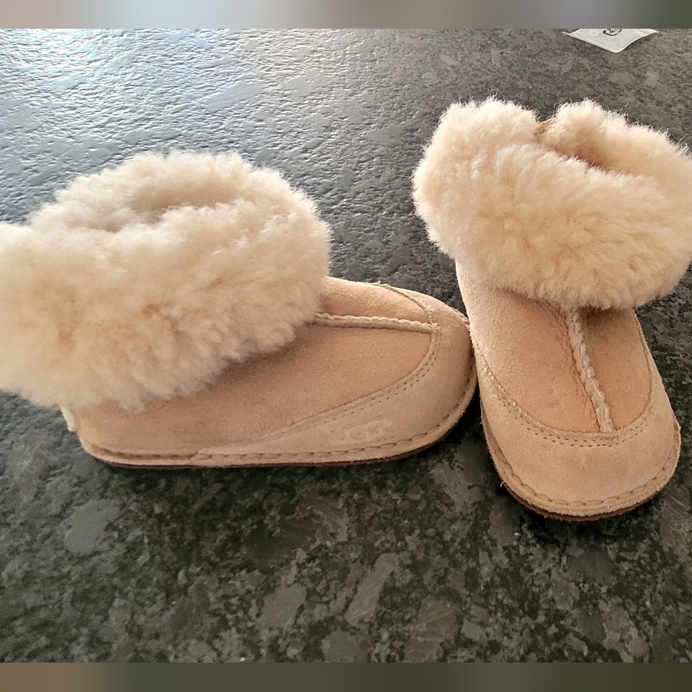 UGG Tan Shearling Baby Booties